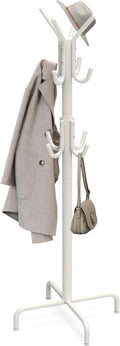 Simple Houseware Standing Coat and Hat Hanger Organizer Rack, 12 Hooks, White