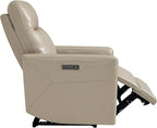 CHITA Genuine Leather Power Recliner Chair for Adults, Electric Wall Hugger Recliner for Small Spaces, Modern Living Room and RV Recliner Chair with Power Headrest & Charging Ports, Latte Tan