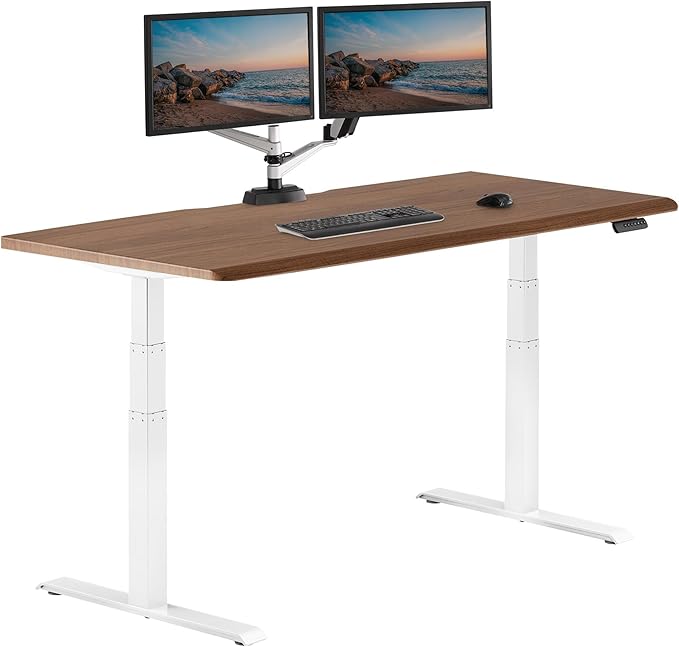 Vari ComfortEdge 72x30 Inch Electric Standing Desk – Height Adjustable Large Office Sit Stand VariDesk with Sloped Edge, Memory Presets, 180 LB Capacity + Tool-Free Assembly (Walnut)