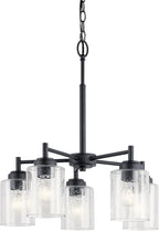 Kichler Winslow 19.75" 5-Light Chandelier Light with Clear Seeded Glass in Black for Kitchen, Bar, Dining Room, Living Room (19.75" x 16.25"), 44030BK