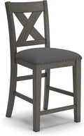 Signature Design by Ashley Caitbrook Rustic 24.63" Counter Height Upholstered Barstool, Set of 2, Gray