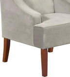 Mid Century Modern Accent Chair Wingback Living Room Chair Comfy Upholstered Scooped Armchair Fabric Side Chair with Wood Legs for Small Space, Bedroom, Apartment, Office, Waiting Room (Light Gray)