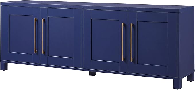 Henn&Hart Rectangular TV Stand for TV's up to 75" in Dark Blue, for Home, Living Room, Bedroom, Entertainment Room, Office