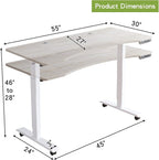 Radlove Electric Standing Desk, 55 x 30 Height Adjustable Computer Desk Sit Stand Desk Home Office Desks with Splice Board and A Under Desk Cable Management Tray (White Frame + Oak Top)