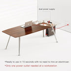 Writing Computer Desk, 60-Inch Large Executive Desk Office Workstation with Chrome-Plated Legs and Built-in Power Outlet, Writing Table Business Furniture, Modern Minimalist Style for Home Office