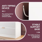 FURSUN Fluted 5 Drawers Dresser for Bedroom, 48" Tall Wooden Modern Dresser with Metal Handle, Curved Profile Design, Storage Organizer for Bedroom, Hallway (White)