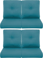 Patio Chair Cushions 4 Packs - Outside High Back Thick Water-Resistant Cushion 22x24 with Zipper Cover for Outdoor Glider Rocking Chairs Loveseat Couch – Peacock Green/Buckle