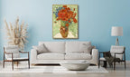 Wieco Art Large Framed Wall Art of Red Poppies and Daisies by Van Gogh Paintings Reproduction Abstract Canvas Prints for Home Living Room Decorations Bronze Gold Frame