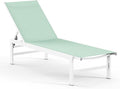 Outdoor Lounge Chairs for Pool, Aluminum Chaise Lounge Chairs with 5-Position Recliner, Patio Lounge Chair for Backyard, Poolside, Deck, Lawn, Light Green