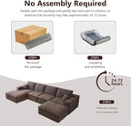 136.6'' U-Shaped Modern Modular Sectional Cloud Couch Whit Ottoman, 4-Seat Chenille Deep-Seat Sofa with Pillow for Living Room, Bedroom, Apartment, Camel