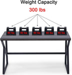 HSH Home Office Desk, Industrial Metal Wood Computer Desk for PC Laptop Work Writing Study Gaming in Bedroom Living Room, Dark Gray Oak, 47 Inch