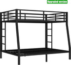 Latest Upgrade & Stronger Steel Full XL Over Queen Bunk Bed, Heavy Duty Thickened More Rust-Proof Metal Bunk Queen Bed with Enhanced Legs & Slats (Easier Assembly) (Full XL Over Queen)