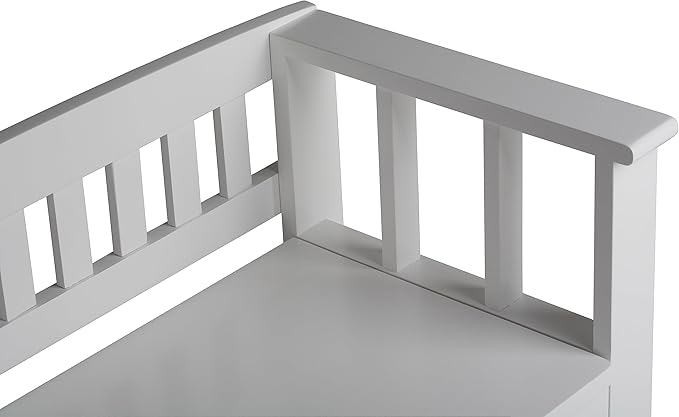 SIMPLIHOME Acadian Entryway Storage Bench - 48 inch Wide Solid Wood Hallway Seat in White, Transitional Bench for Entryway or Living Room with Lift-Up Lid and Spacious Storage