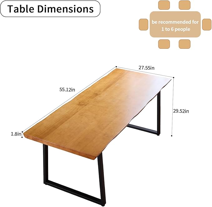 Modern Solid Wood Executive Desk – Spacious and Minimalist Home Office Workstation Perfect for Writing and Professional Use (Light Brown, 55.12)