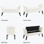 Yaheetech Ottoman with Storage, 52" Storage Ottoman Bench with Safety Hinge, Upholstered Bench with Seating for Bedroom, Living Room, Holds up to 661 lb, Fresh White
