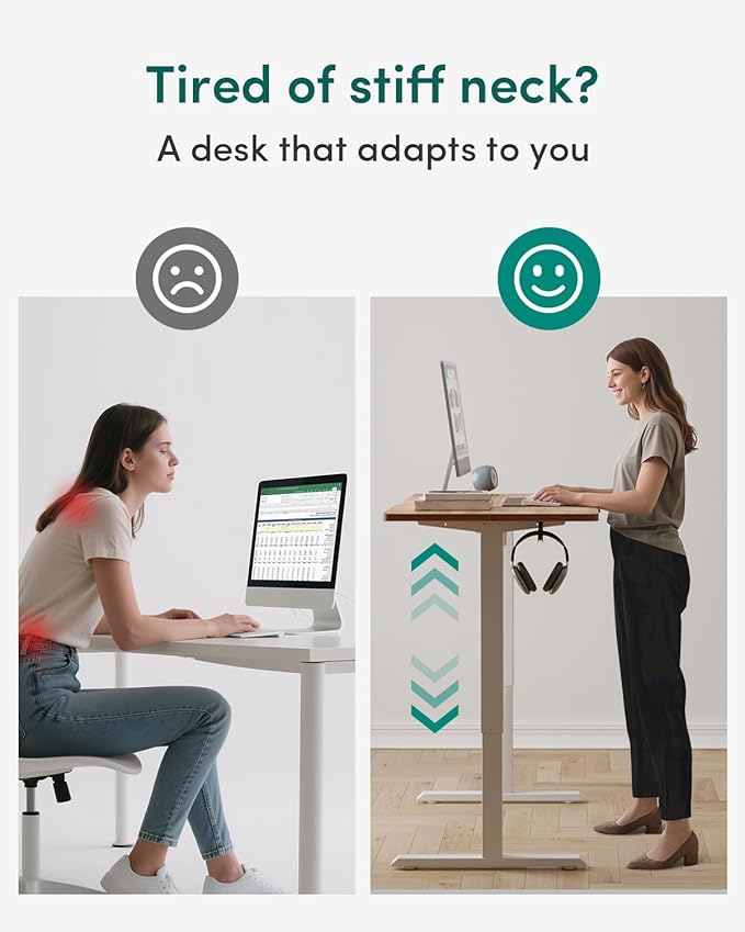 CubiCubi Height Adjustable Electric Standing Desk, 63 x 28 Inches Sit Stand up Desk, Large Memory Computer Home Office Desk with Two-Piece Desktop (Light Rustic)