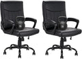 CLATINA Mid Back Leather Office Executive Chair with Lumbar Support and Padded Armrestes Swivel Adjustable Ergonomic Design for Home Computer Desk 2 Pack