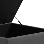 SIMPLIHOME Gabbie 36 inch Wide Contemporary Square Square Coffee Table Storage Ottoman in Slate Grey Polyester Linen, Assembled, for The Living Room, Entryway and Family Room