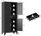 Large Metal Kitchen Pantry Cabinet with Adjustable Shelves - Freestanding Kitchen Storage Cabinet for Dining Room,Livingroom Bathroom, Hallway, Workshop, Office (Black, 71"-1 Drawer)