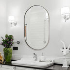 ANDY STAR Chrome Oval Mirror 26x38’’ Pill-Shaped Mirror Chrome Metal Framed for Bathroom Vanity in 1 Inch Stainless Steel Meatl Frame Anti-Rust Wall-Mounted Vertically/Horizontally