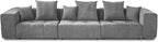 JACH 144 Inch Modular Sofa, Mid Century Modern Extra Deep Corner Seat Couch, 3-Seater Sofas for Living Room, Sectional Couches, Cozy Sofa for Apartment, Living Room (Linen Fabric, Grey)