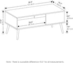 Furinno Claude Mid Century Style Coffee Table with Wood Legs, French Oak Grey Large Non-Lift Top