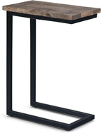 SIMPLIHOME Skyler 18-inch Wide Solid Mango/Metal Industrial C-Shaped End Table in Beach Brown/Black for Living Room, Office, or Bedroom, Assembled