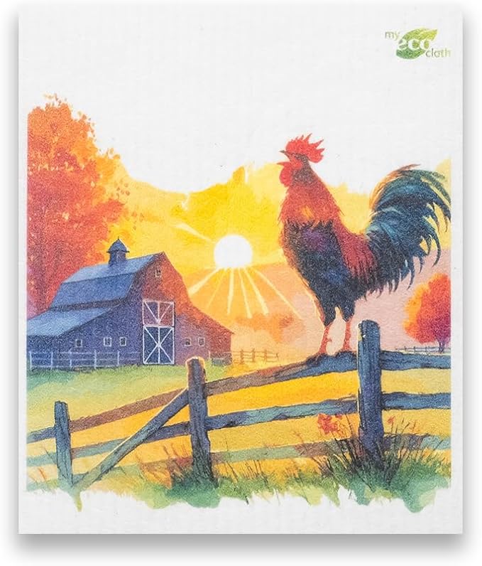 SWEDEdishcloths - Cellulose Sponge Dish Towels - Mixed Set of 6 (One of Each Design) Chickens Swedish Dish Cloths