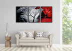 Wieco Art Extra Large Size Framed Canvas Art Prints Wall Art the Cloud Tree Abstract Pictures Paintings for Living Room Home Office Decorations Contemporary Artwork 3 Panels Black Frame