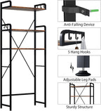 Over The Toilet Storage Rack with 3-Tier Bathroom Shelves, Space Saver Toilet Shelf, Bathroom Storage Organizer with Hooks for Over Toilet Storage and Shelf (Rustic Brown)