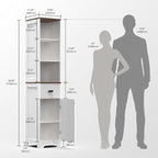 Tall Modern Bathroom Cabinet, 68.5" H Storage Cabinet with Fluted Wave Door, Drawer, Adjustable Shelves, Narrow Cabinet for Kitchen, Living Room, Entryway, White