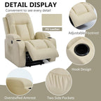 PELUMY Manual Lift Recliner Chair for Elderly with Massage & Heat, Oversized Heavy Duty 350 lbs Recliner with Cup Holders & USB Ports, Infinite Positioning Lift Chair (Breathable Leather, Beige)