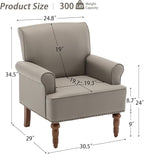 HOMEFLEX Accent Chair, Faux Leather Living Room Chairs with Nailhead Trim, Mid-Century Lounge Armchair with Solid Wood Legs, Comfy Reading Single Sofa for Bedroom, Waiting Room (Grey, 2 Chairs)