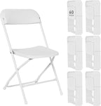 60 Pack Plastic White Folding Chairs, Portable Stackable Commercial Party Folding Chairs with Steel Frame 350lbs for Home Office Outdoor Indoor Office Wedding Party Event