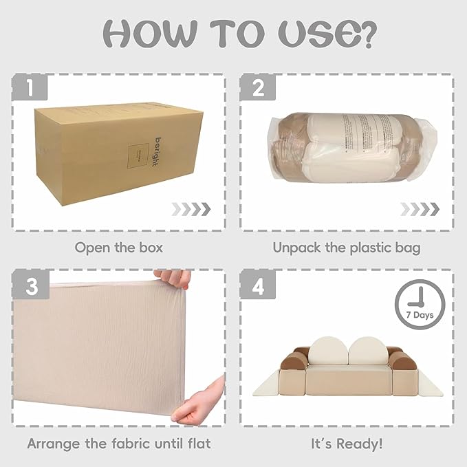 Asweets Kids Play Couch with Tunnel and Balls, Play Couch for Toddlers, Kids Foam Convertible Play Building Fort for Christmas and New Year