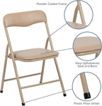 Flash Furniture Mindy Kids 5-Piece Folding Square Table and Chairs Set for Daycare and Classrooms, Children's Activity Table and Chairs Set, Tan