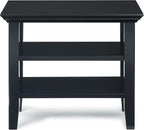 SIMPLIHOME Acadian 14-inch Wide Solid Wood Narrow End Table in Black, Transitional-Style Side Table for Living Room, Bedroom, or Family Room with 2 Open Shelves