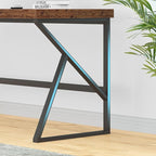 HSH Rustic Brown Desk, Industrial Home Office Computer Desk, Farmhouse Metal and Wood Computer Table, Simple Bedroom Laptop PC Desk for Student Writing Study Gaming Executive Workstation, 55 in