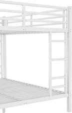 Queen Over Queen Bunk Bed for Adults, Teens, Heavy Duty Bunk Beds with 2 Ladder and Safety Guardrails, Adults Bunk Beds with Noise-Reducing Rubber Stoppers, Easy Assemble, White