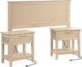 Bush Home 65-inch Full/Queen Headboard with 2 Nightstands, Bedroom Furniture, Camille Collection, Natural Birch
