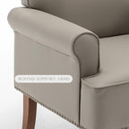 HOMEFLEX Accent Chair, Faux Leather Living Room Chairs with Nailhead Trim, Mid-Century Lounge Armchair with Solid Wood Legs, Comfy Reading Single Sofa for Bedroom, Waiting Room (Grey, 2 Chairs)