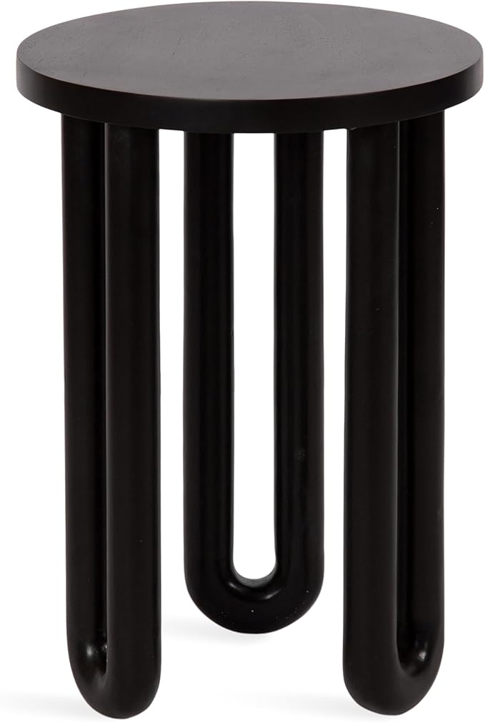 Kate and Laurel Kenzo Modern Wooden Round Side Table; 14 x 14 x 20; Black; Transitional Wood End Table for Use as Bedroom Nightstand or Living Room Accent Table