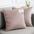 lalaLOOM Velvet Throw Pillow Covers, Set of 2 Decorative Square Pillows Home Decor, Soft Accent Cases, Silky Machine Washable Pillowcases for Sofa, Couch, Bedroom, Living Room, 16x16, Petal Pink