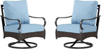 Sophia & William Extra Large Outdoor Patio Swivel Sofa Chairs Set 2 PCS Heavy-Duty Metal Porch Furniture with High Back & Deep Seating Area, 5.5" Thicken Cushions for Deck, Lawn, Outside (Blue)