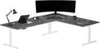 Progressive Desk Stand Up Height Adjustable Standing Desk - L Shaped 85" x 72" Corner Computer Rising Workstation Electric Table - White Frame, Gray Oak Top