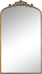 Kate and Laurel Arendahl Glam Arched Tall Panel Mirror; 24 x 42; Gold; Traditional Baroque Large Body Wall Mirror with Ornate Garland Inspired Crown