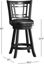 Hillsdale Fairfox 24.5" Wood Swivel Counter Height Stool, Black