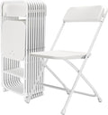 Folding Chairs 10 Pack,White Plastic Folding Chairs for Indoor Outdoor,Portable Stackable Commercial Seat with Steel Frame 350lb.Capacity for Party Events Wedding Dining Picnic Office