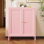 Living Room Cabinets, Pink Lockable Storage Cabinets with Doors and Shelves,2 Door Cabinet with high feet,Modern Metal Locker,Low Side Cupboard for Home,Office,Kitchen,Bathroom,Dining Room