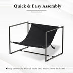 Furnilivng Large Sling Accent Chair Set of 2, Comfortable Boucle Fabric Arm Chair, Upholstered Cozy Reading Chair for Living Room, Bedroom, Dressing Room, Home Office, Black